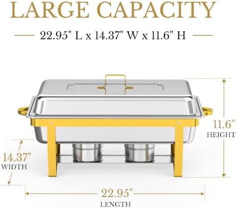 Gold Rectangular Chafing Dishes, 44QT 4 Pack, alternate view 2
