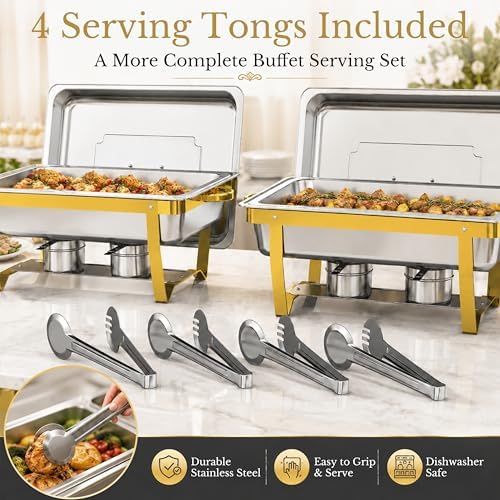 Gold Rectangular Chafing Dishes, 44QT 4 Pack, alternate view 6