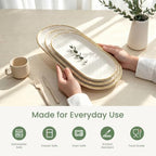 Gold Rim Ceramic Serving Platter 16”/14”/12” Decorative White Gold Serveware for Parties Entertaining Elegant, alternate view