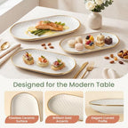 Gold Rim Ceramic Serving Platter 16”/14”/12” Decorative White Gold Serveware for Parties Entertaining Elegant, alternate view