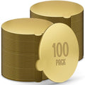 Gold Round Mini Cake Boards with Tab - 2-3/4 Inch Grease-Proof, Foil-Covered, Food Grade Cardboard for Cupcakes