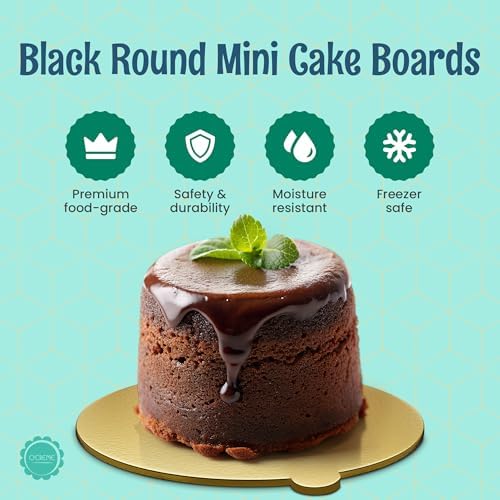 Gold Round Mini Cake Boards with Tab - 2-3/4 Inch Grease-Proof, Foil-Covered, Food Grade Cardboard for Cupcakes, alternate
