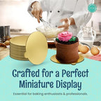 Gold Round Mini Cake Boards with Tab - 2-3/4 Inch Grease-Proof, Foil-Covered, Food Grade Cardboard for Cupcakes, alternate