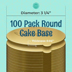 Gold Round Mini Cake Boards with Tab - 3-1/4 Inch Grease-Proof, Foil-Covered, Food Grade Cardboard for Cupcakes, alternate