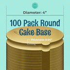 Gold Round Mini Cake Boards with Tab - 4 Inch Grease-Proof, Foil-Covered, Food Grade Cardboard for Cupcakes, alternate view 6