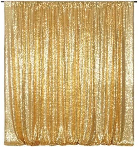 Gold Sequin Backdrop, 20Ft x 10Ft Glitter Photography Background Curtains for Party Baby Shower Wedding Birthday