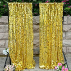 Gold Sequin Backdrop 4x10 Ft, 2 Panels, Large Payette Shimmer Decor in 4 ft W x 10 ft L (2 Panels) in Gold, alternate view 2