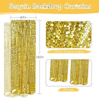 Gold Sequin Backdrop 4x10 Ft, 2 Panels, Large Payette Shimmer Decor in 4 ft W x 10 ft L (2 Panels) in Gold, alternate view 3