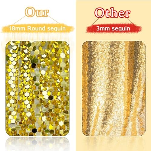 Gold Sequin Backdrop 4x10 Ft, 2 Panels, Large Payette Shimmer Decor in 4 ft W x 10 ft L (2 Panels) in Gold, alternate view 5