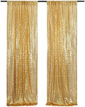 Gold Sequin Backdrop Curtain, 2 Panels 2Ft x 8Ft Glitter Photography Background for Party Baby Shower Wedding