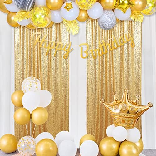 Gold Sequin Backdrop Curtain, 2 Panels 2Ft x 8Ft Glitter Photography Background for Party Baby Shower Wedding, alternate view