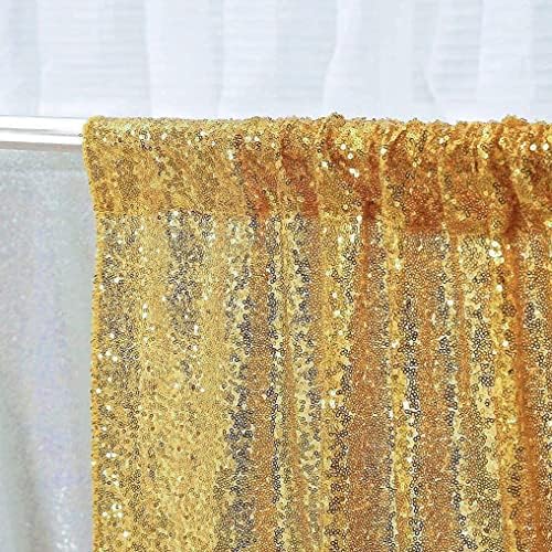 Gold Sequin Backdrop Curtain, 2 Panels 2Ft x 8Ft Glitter Photography Background for Party Baby Shower Wedding, alternate view
