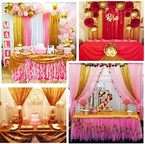 Gold Sequin Backdrop Curtain, 2 Panels 2Ft x 8Ft Glitter Photography Background for Party Baby Shower Wedding, alternate view