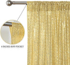 Gold Sequin Backdrop Curtain 3 Panels 2FTx8FT Glitter Gold Background Drapes Sparkle Photography Backdrop for, alternate view