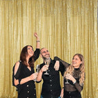 Gold Sequin Backdrop Curtain 3 Panels 2FTx8FT Glitter Gold Background Drapes Sparkle Photography Backdrop for, alternate view