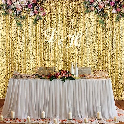 Gold Sequin Backdrop Curtain 4FTx8FT Glitter Gold Background Drapes Sparkle Photography Backdrop for Party, alternate view 3