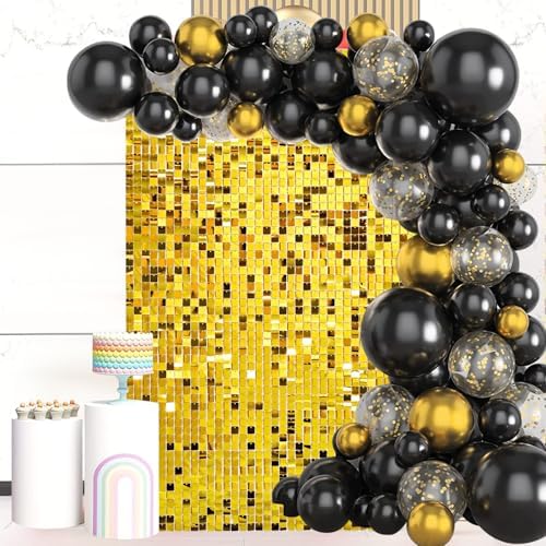 Gold Shimmer Wall Backdrop, 24 Panels, 6x4 Ft Photo Backdrop in 6x4 Ft