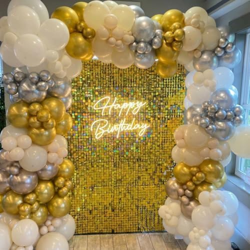 Gold Shimmer Wall Backdrop, 24 Panels, 6x4 Ft Photo Backdrop in 6x4 Ft, alternate view 4