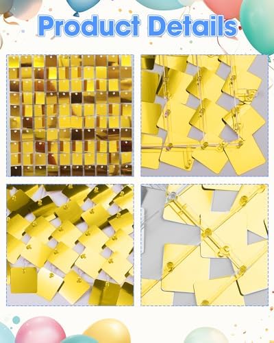 Gold Shimmer Wall Backdrop, 24 Panels, 6x4 Ft Photo Backdrop in 6x4 Ft, alternate view 6
