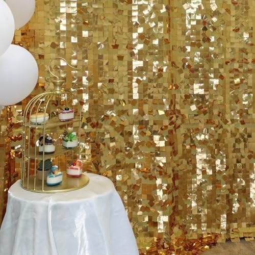 Gold Shimmer wall Backdrop for Party 8ft * 8ft 1 Panel
