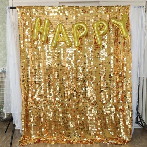 Gold Shimmer wall Backdrop for Party 8ft * 8ft 1 Panel, alternate view 2