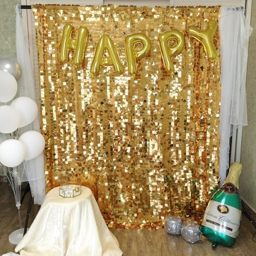 Gold Shimmer wall Backdrop for Party 8ft * 8ft 1 Panel, alternate view 5