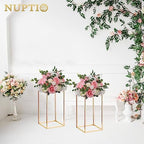 Gold Stands for Centerpieces, Geometric Column, 15.75" Tall, 10 Pcs in Gold, alternate view 2