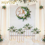 Gold Stands for Centerpieces, Geometric Column, 15.75" Tall, 10 Pcs in Gold, alternate view 4