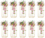 Gold Stands for Centerpieces, Geometric Column, 31.5" Tall, 10 Pcs in Gold