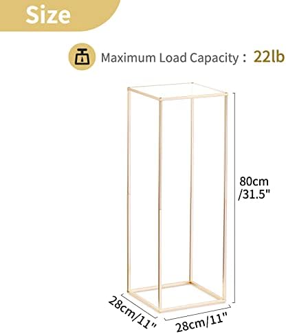 Gold Stands for Centerpieces, Geometric Column, 31.5" Tall, 10 Pcs in Gold, alternate view 3