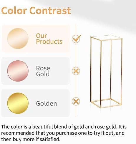 Gold Stands for Centerpieces, Geometric Column, 31.5" Tall, 10 Pcs in Gold, alternate view 5