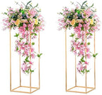 Gold Stands for Centerpieces, Geometric Column, 31.5" Tall, 2 Pcs in Gold