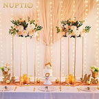 Gold Stands for Centerpieces, Geometric Column, 31.5" Tall, 2 Pcs in Gold, alternate view 2