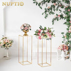 Gold Stands for Centerpieces, Geometric Column, 31.5" Tall, 2 Pcs in Gold, alternate view 4
