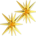 Gold Star Spike Balloons 2pcs Explosion Foil Mylar Balloons in 2 PCS - 42 Inch in Gold