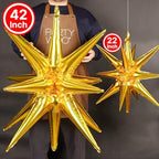 Gold Star Spike Balloons 2pcs Explosion Foil Mylar Balloons in 2 PCS - 42 Inch in Gold, alternate view 2
