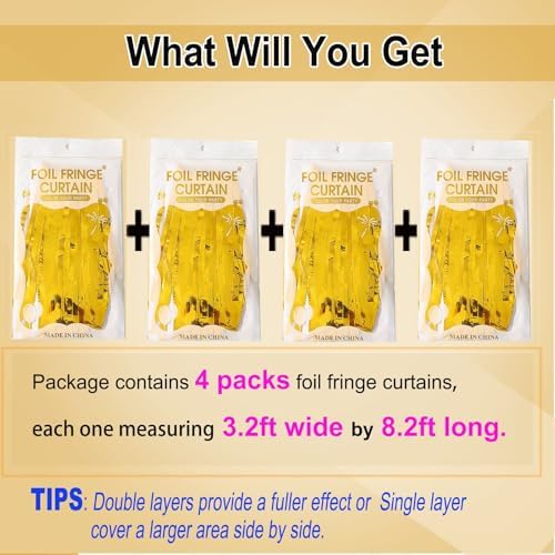Gold Streamers Backdrop Curtains, Photo Booth Decor for Gold Party Decor, alternate view 4