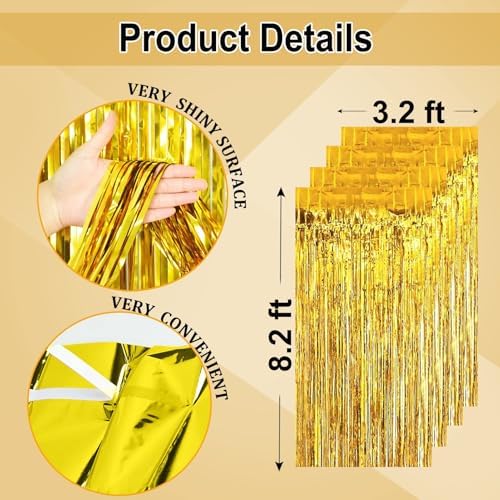 Gold Streamers Backdrop Curtains, Photo Booth Decor for Gold Party Decor, alternate view 5
