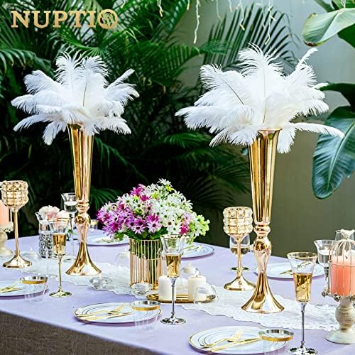 Gold Tall Centerpiece for Table, 21.9" Tall, 2 Pcs in Gold, alternate view 2