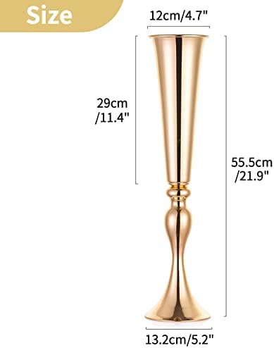 Gold Tall Centerpiece for Table, 21.9" Tall, 2 Pcs in Gold, alternate view 3