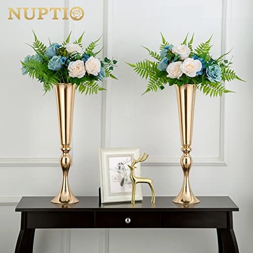 Gold Tall Centerpiece for Table, 21.9" Tall, 2 Pcs in Gold, alternate view 4