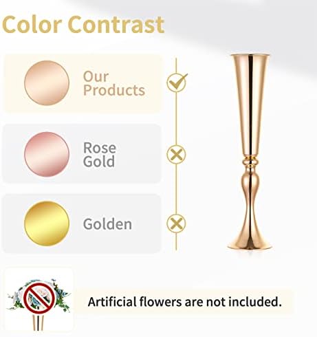 Gold Tall Centerpiece for Table, 21.9" Tall, 2 Pcs in Gold, alternate view 5