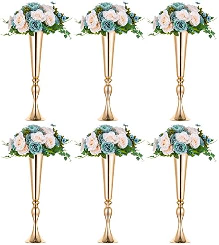 Gold Tall Centerpiece for Table, 21.9" Tall, 6 Pcs in Gold