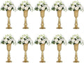 Gold Tall Centerpiece Table: 12.5" Trumpet Vases for Wedding Metal Flower Stand for Party Decorations Set of 10