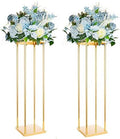 Gold Tall Centerpieces for Tables, Geometric Vases for Bulk, 31.5" 2pcs in 23.6"/31.5" tall in Gold