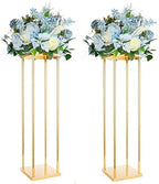 Gold Tall Centerpieces for Tables, Geometric Vases for Bulk, 31.5" 2pcs in 23.6"/31.5" tall in Gold