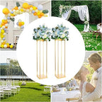Gold Tall Centerpieces for Tables, Geometric Vases for Bulk, 31.5" 2pcs in 23.6"/31.5" tall in Gold, alternate view 5
