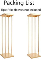 Gold Tall Centerpieces for Tables, Geometric Vases for Bulk, 31.5" 2pcs in 23.6"/31.5" tall in Gold, alternate view 6
