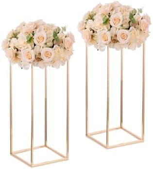 Gold Tall Stand for Wedding: 23.6in, With Metal Panel, Packs of 2 in Gold-2PSC