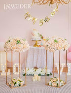 Gold Tall Stand for Wedding: 23.6in, With Metal Panel, Packs of 2 in Gold-2PSC, alternate view 4